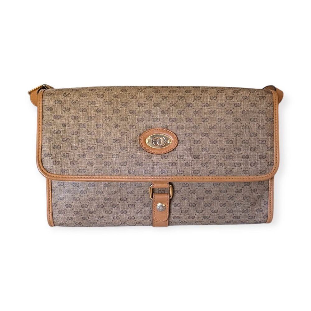 Vintage Gucci Micro GG Supreme Canvas Leather Trim Shoulder / Crossbody Bag - Picture 2 of 10